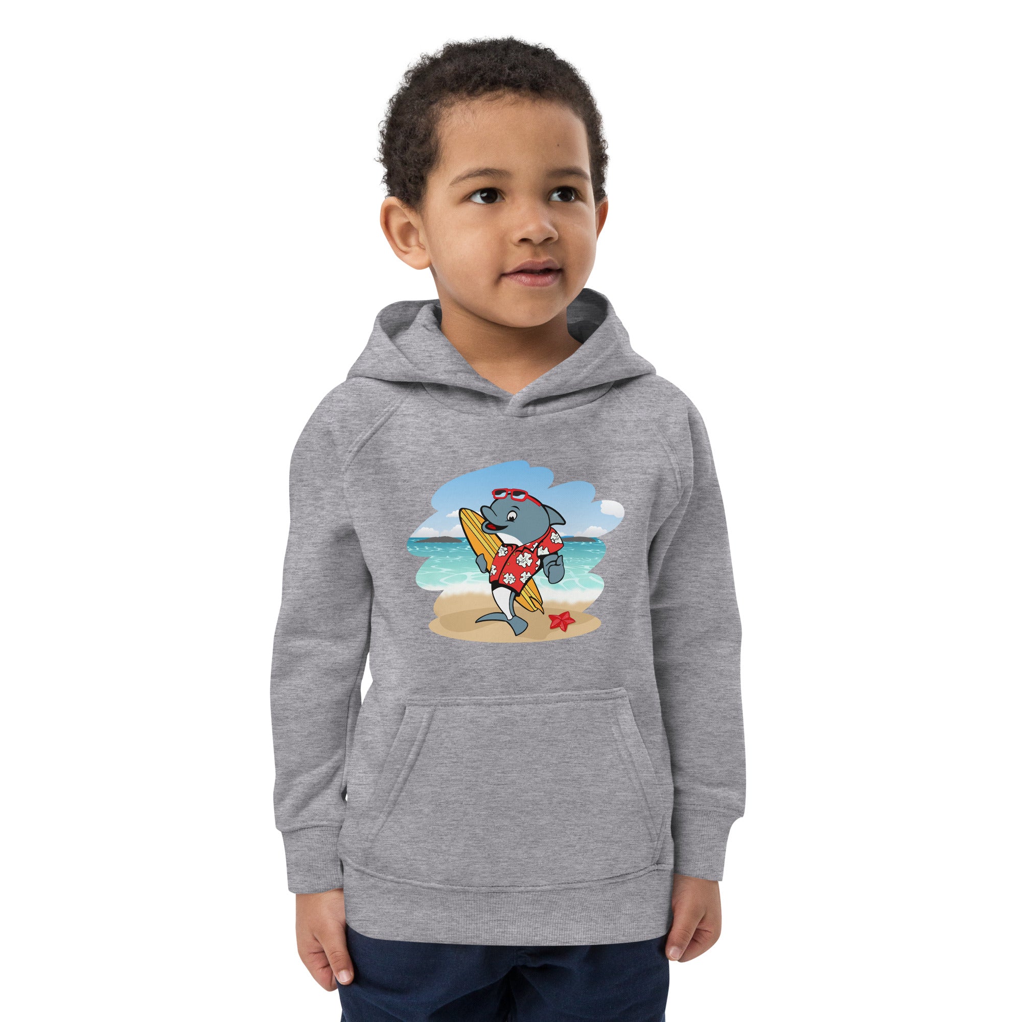 Cute Surfing Dolphin Kids Eco Hoodie image 12