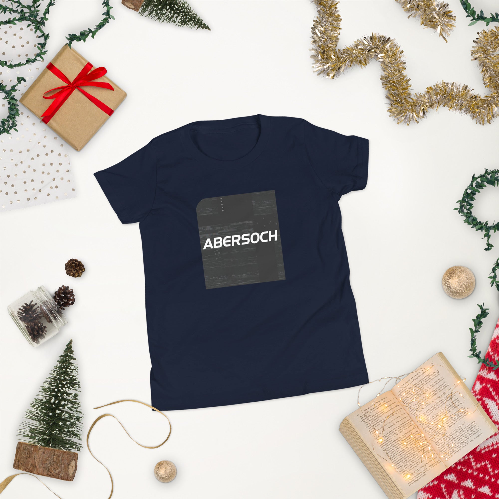 Abersoch Typography Black Square Girls Short Sleeve T-Shirt image 0