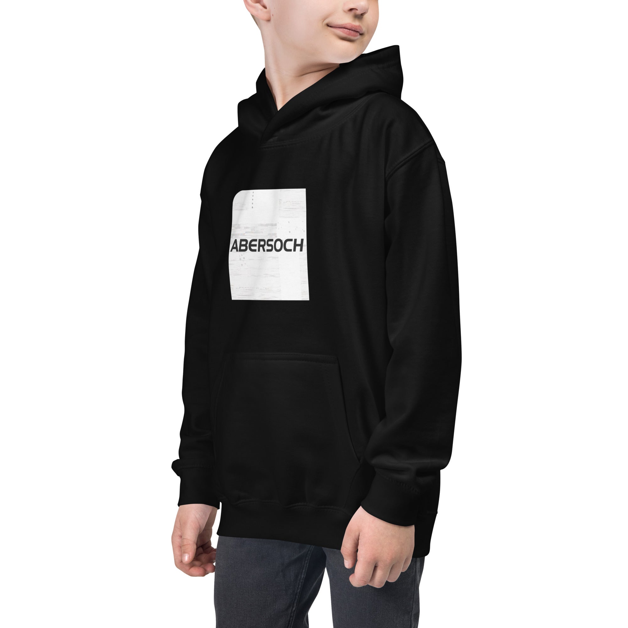 Abersoch Typography Distressed White Square Boys Hoodie image 1
