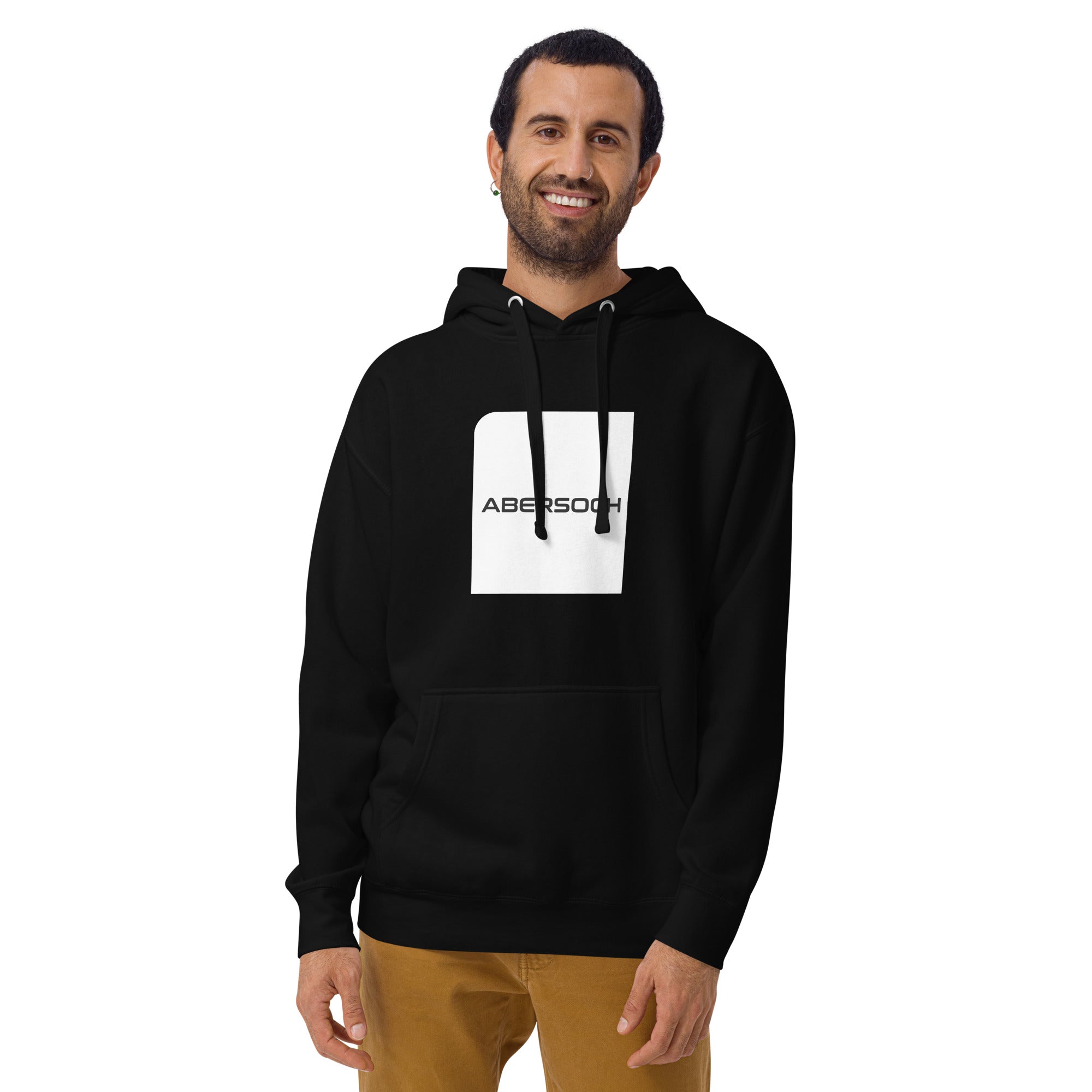 Abersoch Typography White Square Premium Hoodie image 1