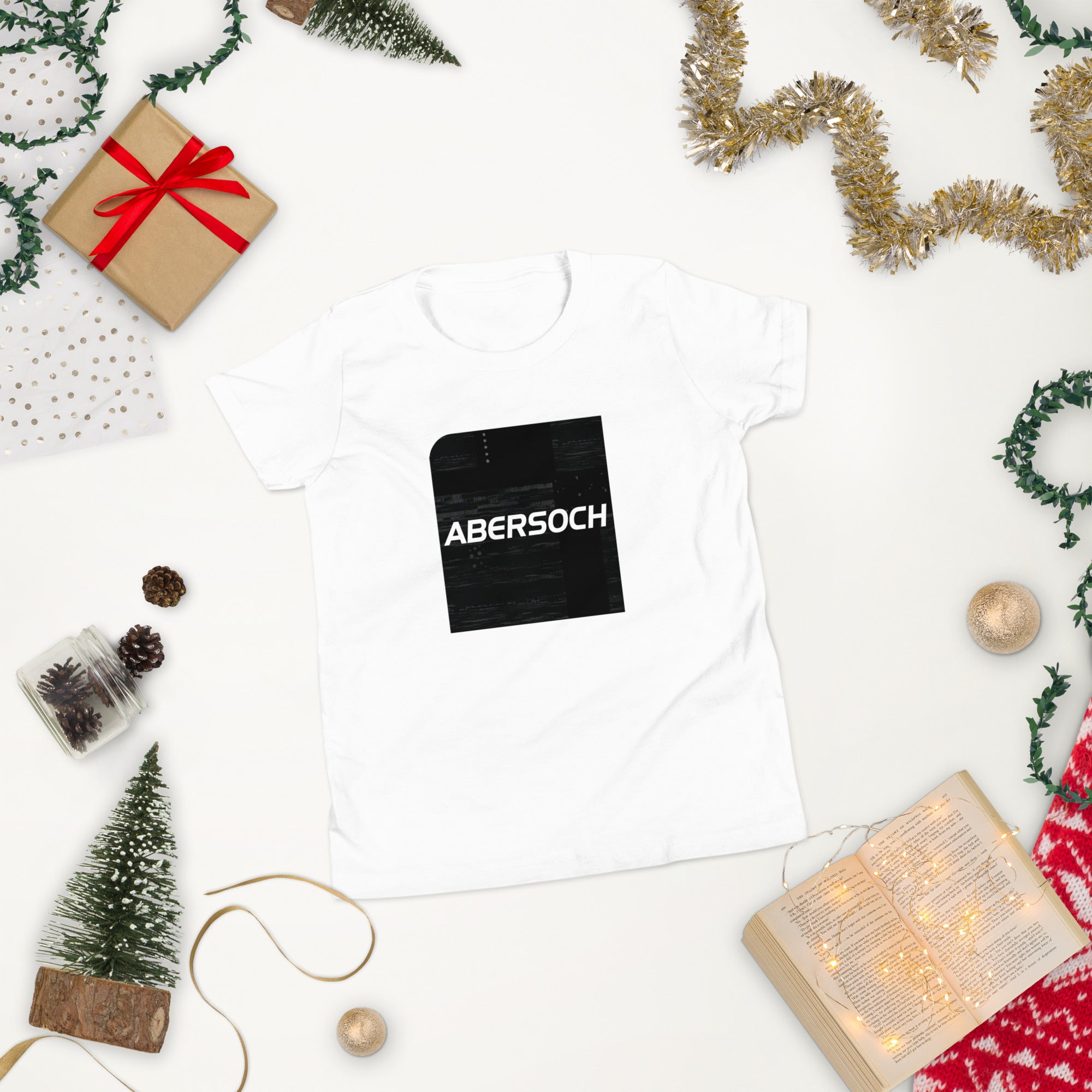 Abersoch Typography Black Square Girls Short Sleeve T-Shirt image 2