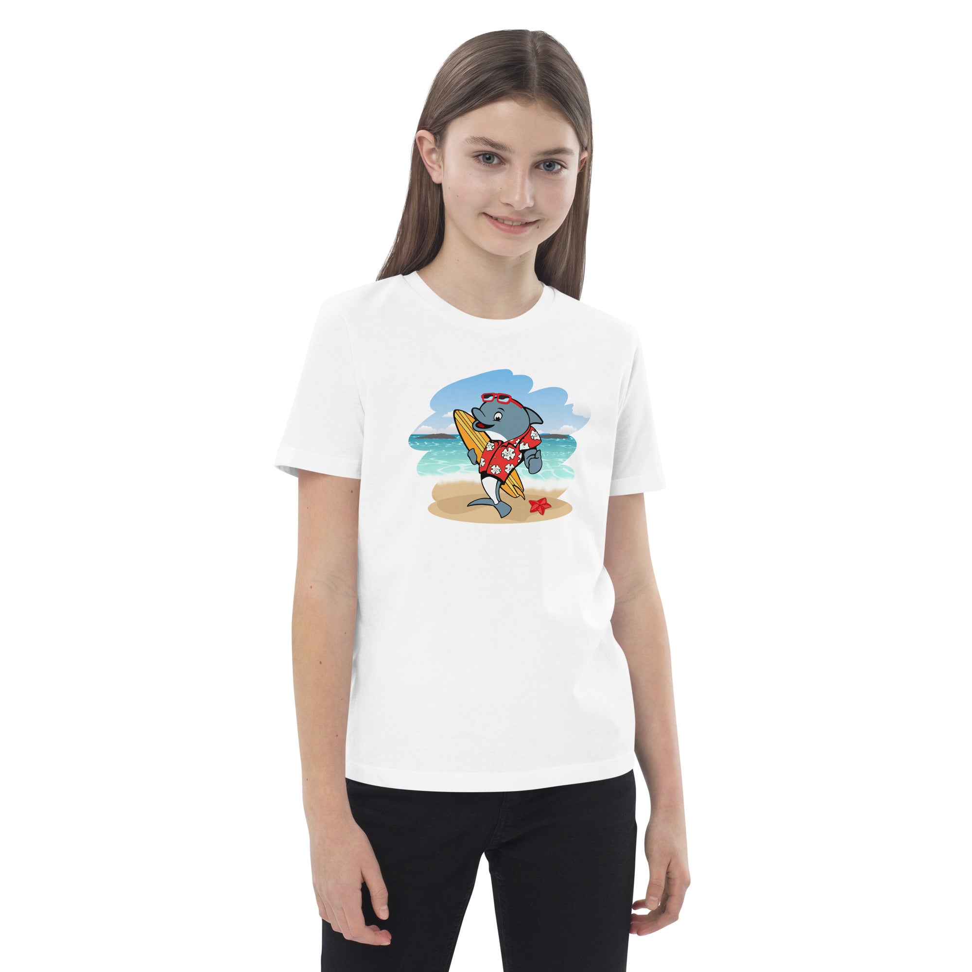 Cute Surfing Dolphin Organic Cotton Kids T-shirt image 17