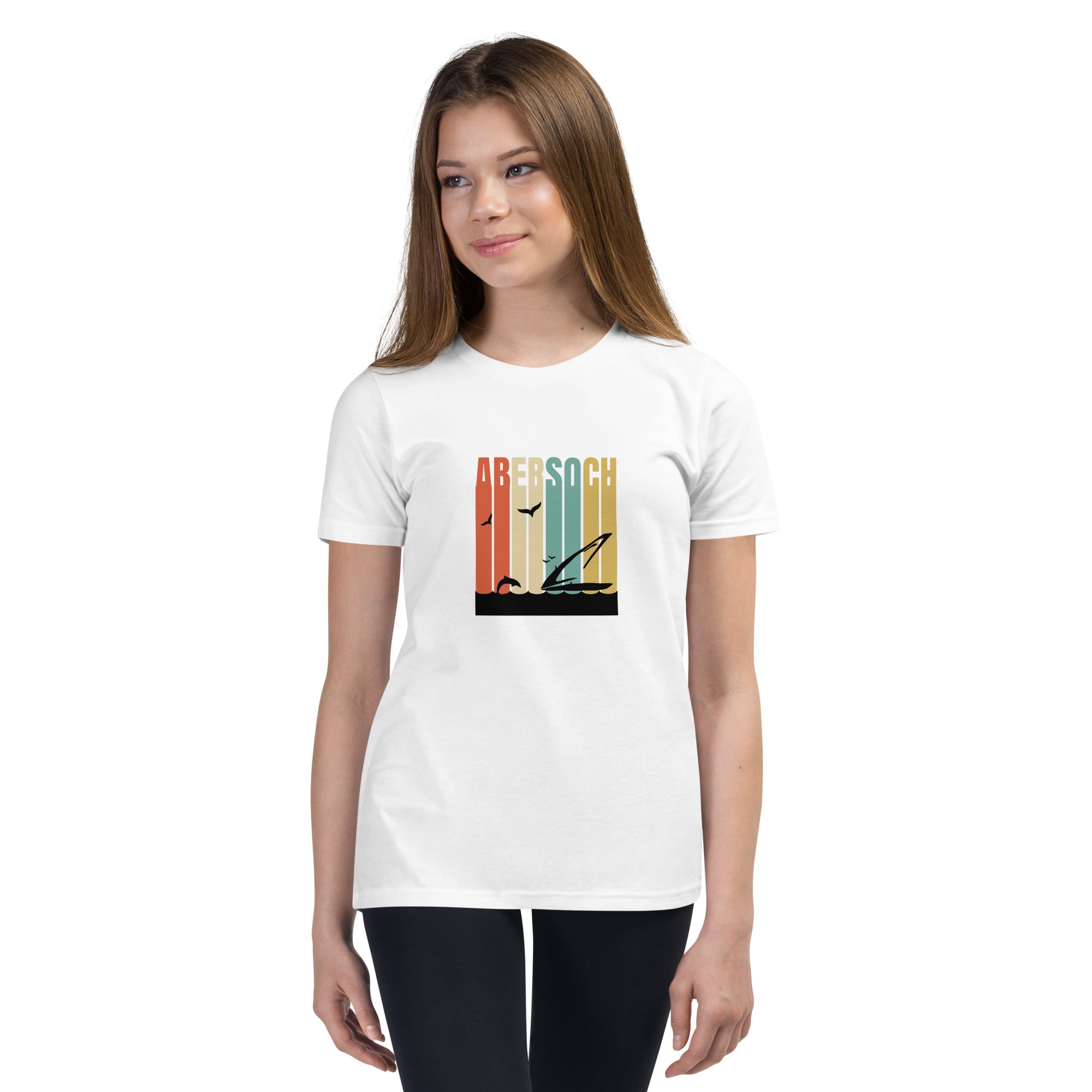 Abersoch Logo Retro Vintage Girls Short Sleeve T-Shirt image 2