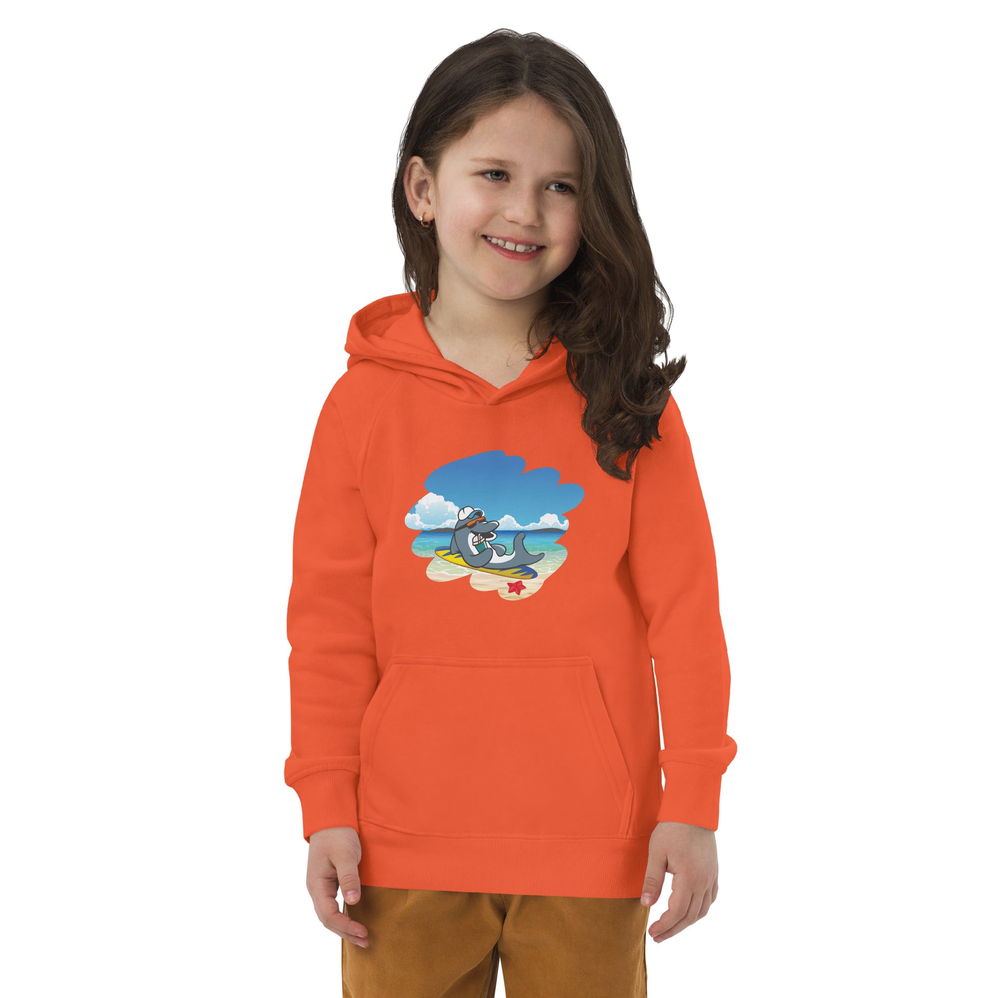 Dolphin Relaxing On Beach Kids Eco Hoodie image 0