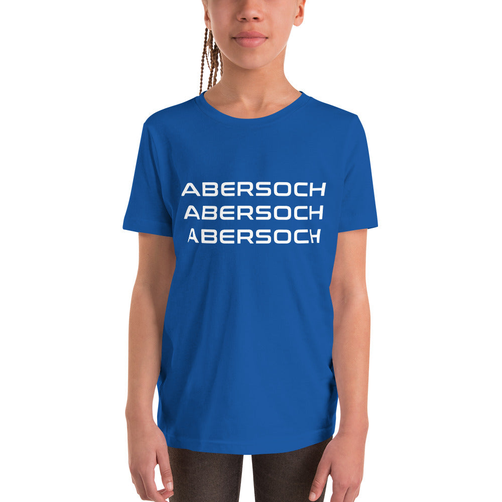 Abersoch Triple Typography White Girls Short Sleeve T-Shirt image 0
