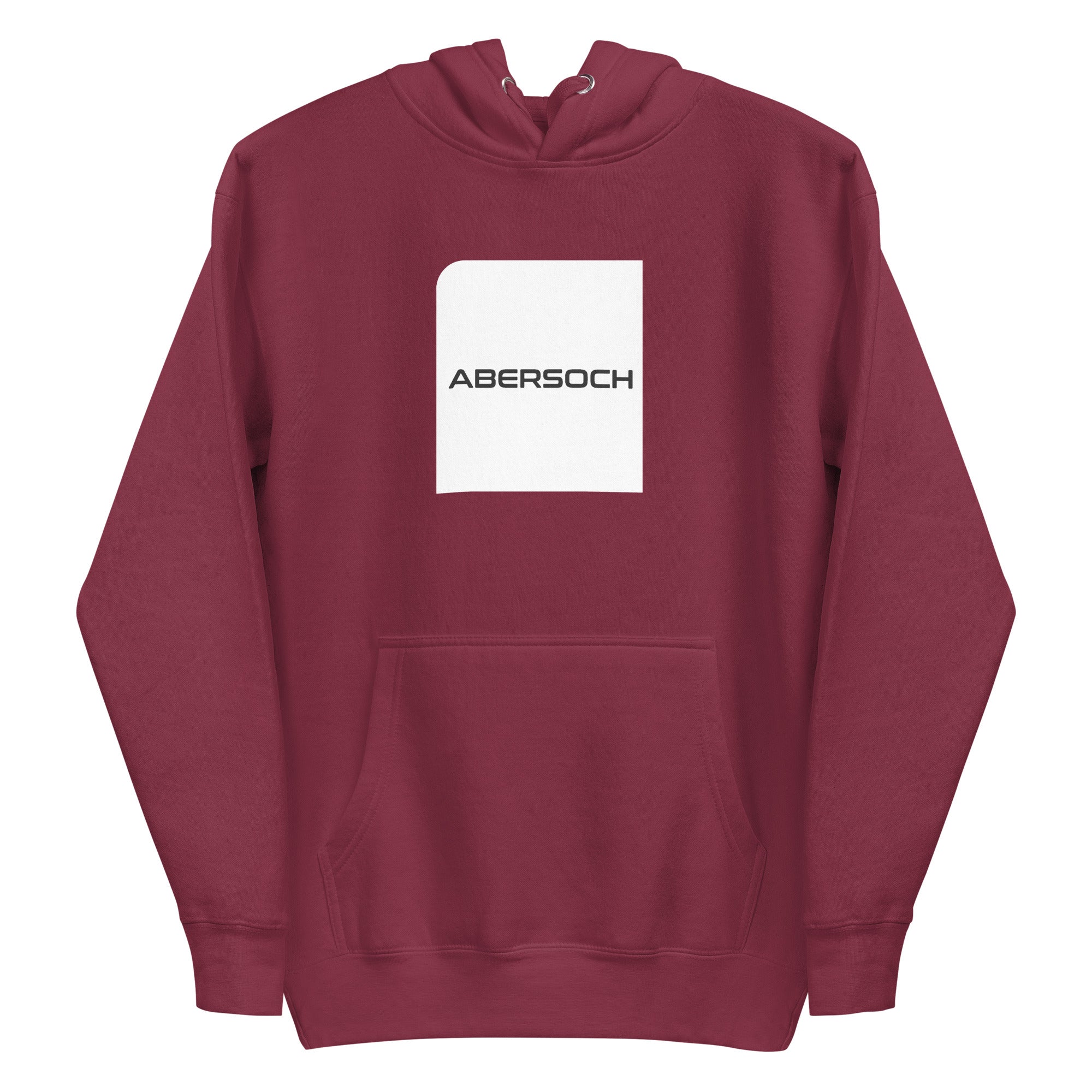 Abersoch Typography White Square Women Premium Hoodie - 3XL, Maroon image