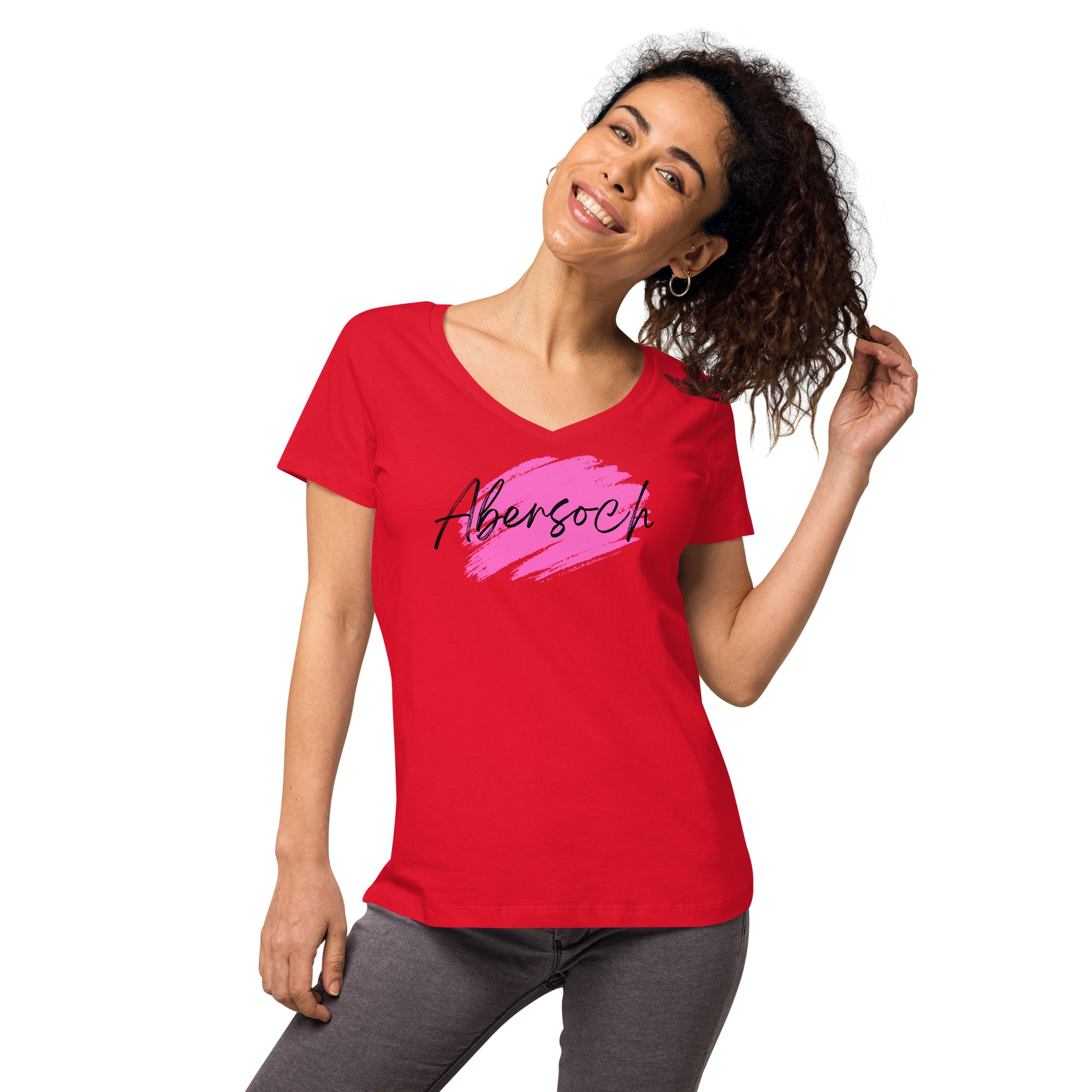 Abersoch Handwritten Women’s Fitted V-neck T-shirt image 2