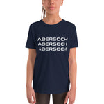Abersoch Triple Typography White Girls Short Sleeve T-Shirt image 1