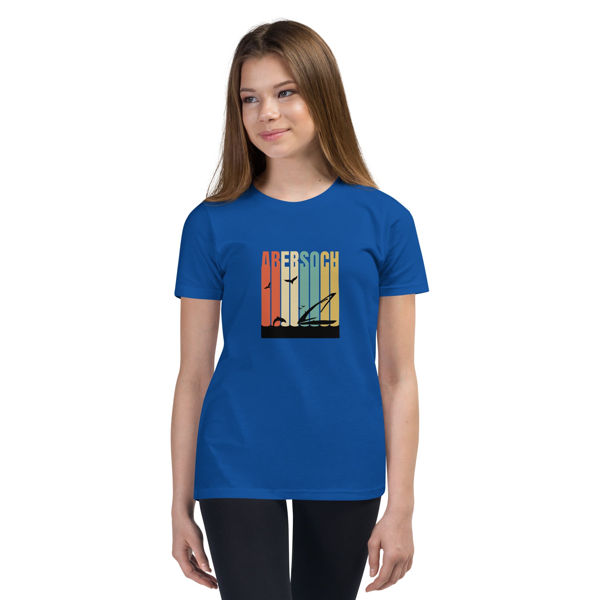 Abersoch Logo Retro Vintage Girls Short Sleeve T-Shirt image 1