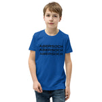 Abersoch Triple Typography White Boys Short Sleeve T-Shirt - True Royal, S image