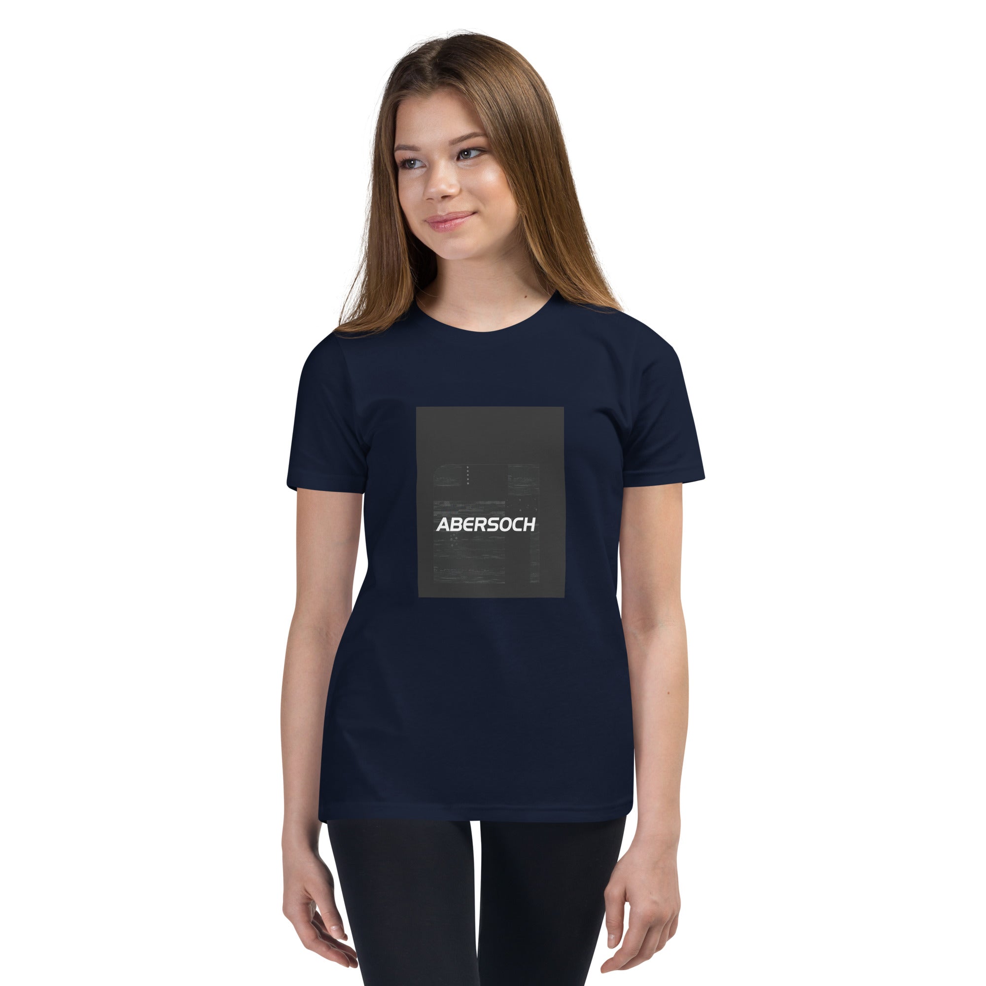 Abersoch Typography Black Distressed Girls Short Sleeve T-Shirt image 1