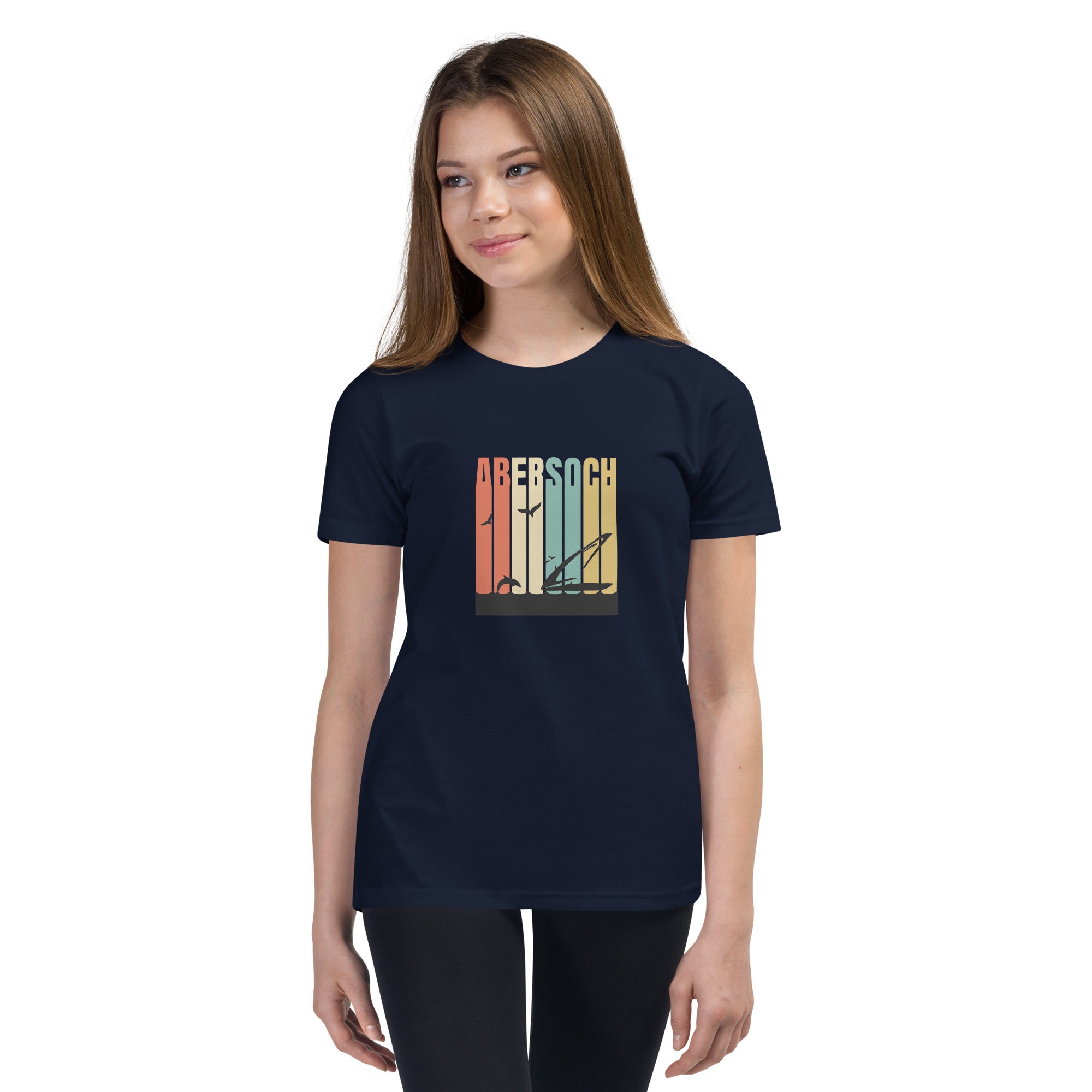Abersoch Logo Retro Vintage Girls Short Sleeve T-Shirt image 0