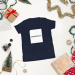 Abersoch Typography White Square Girls Short Sleeve T-Shirt - Navy, S image