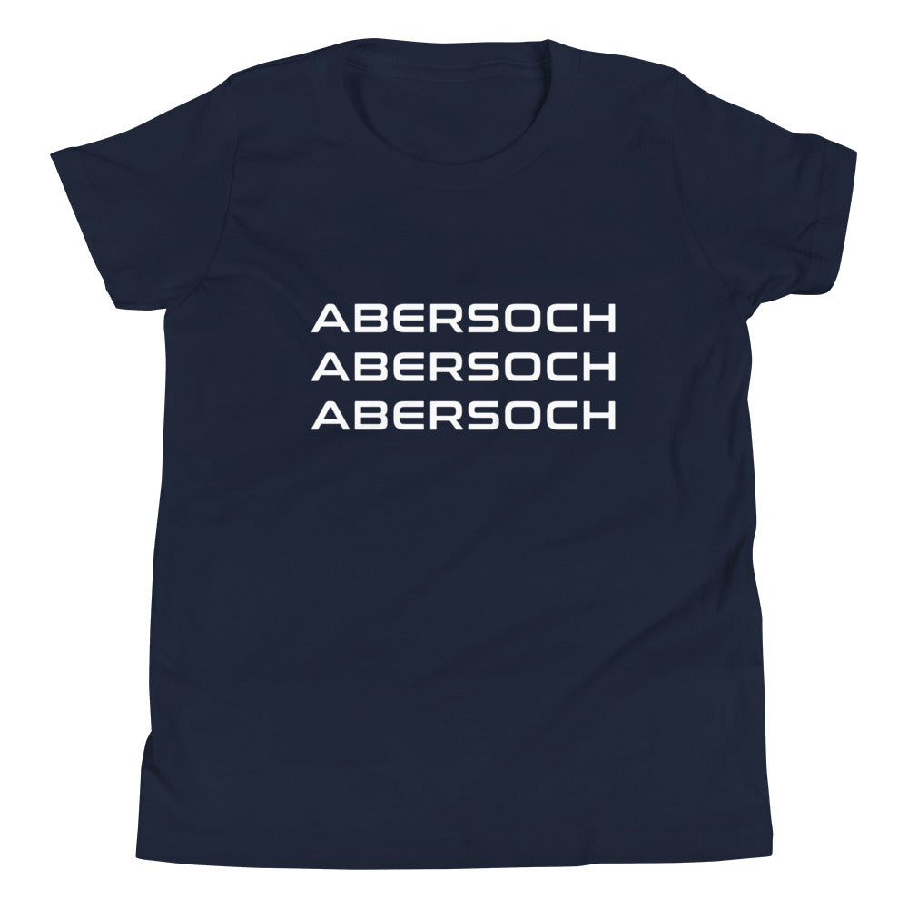 Abersoch Triple Typography White Boys Short Sleeve T-Shirt image 0