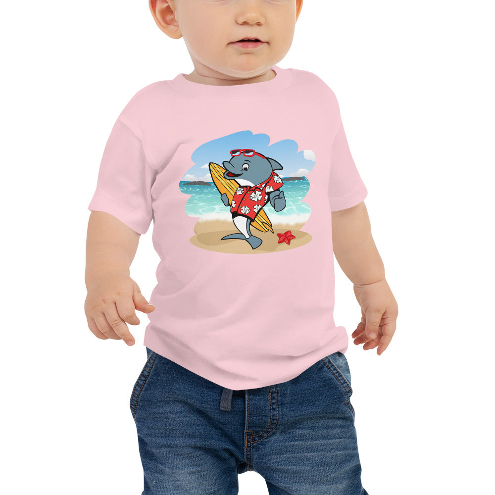 Cute Surfing Dolphin Baby Jersey Short Sleeve Tee image 0