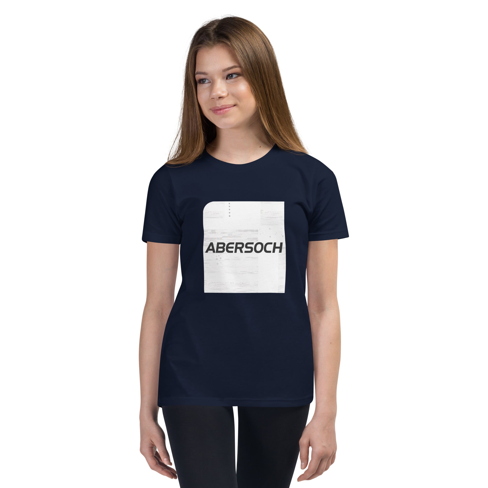 Abersoch Typography Distressed White Square Girls Short Sleeve T-Shirt image 1