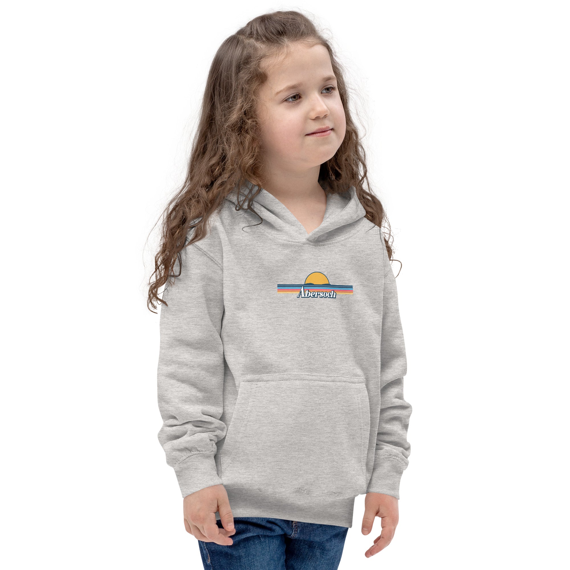 Abersoch Retro Line Sunset Girls Hoodie image 0