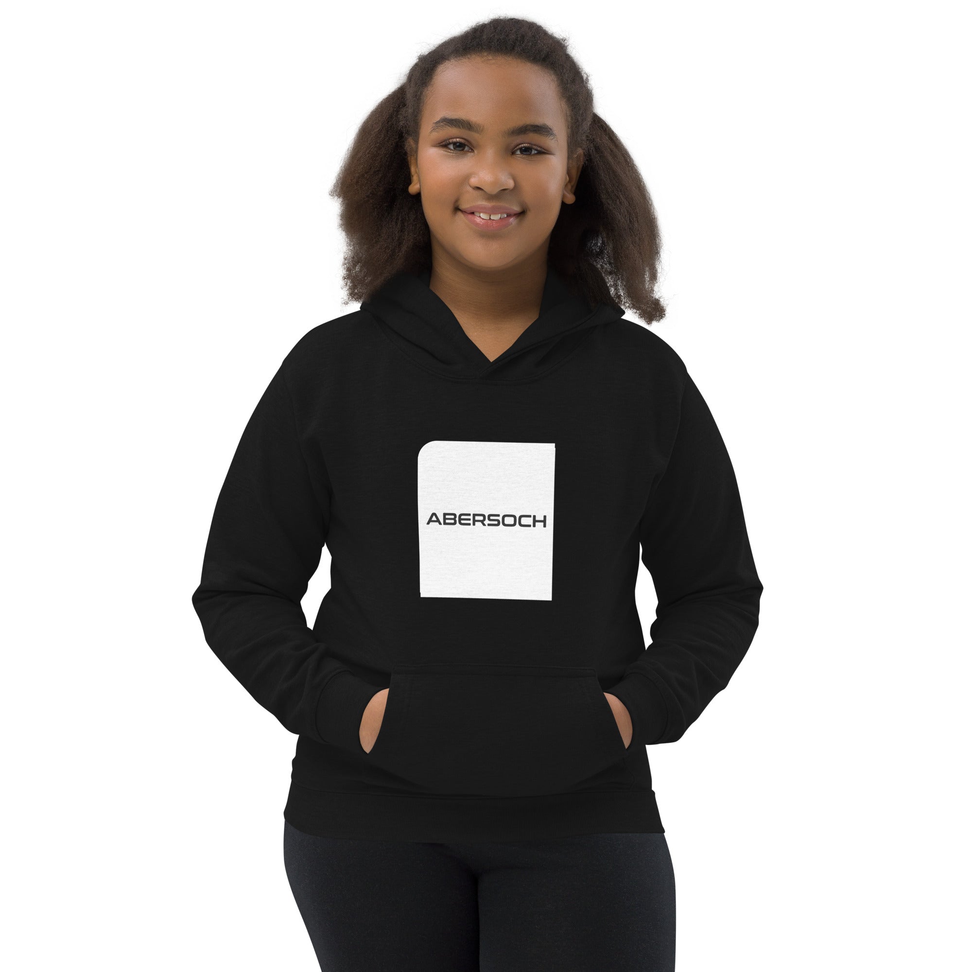 Abersoch Typography White Square Girls Hoodie image 1