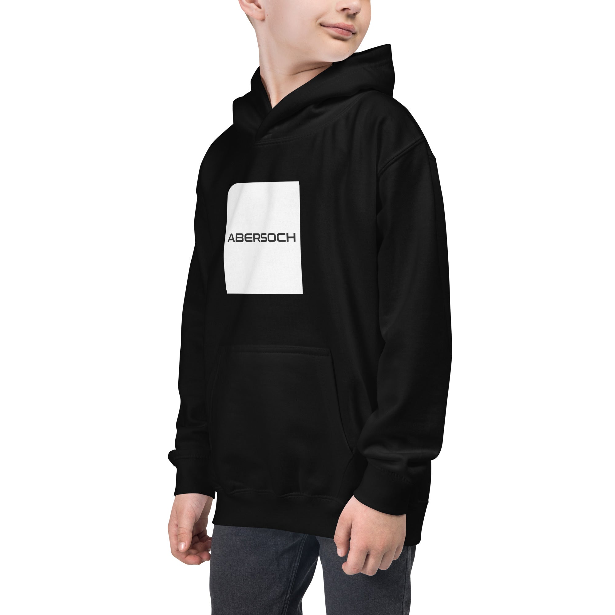 Abersoch Typography White Square Boys Hoodie image 0