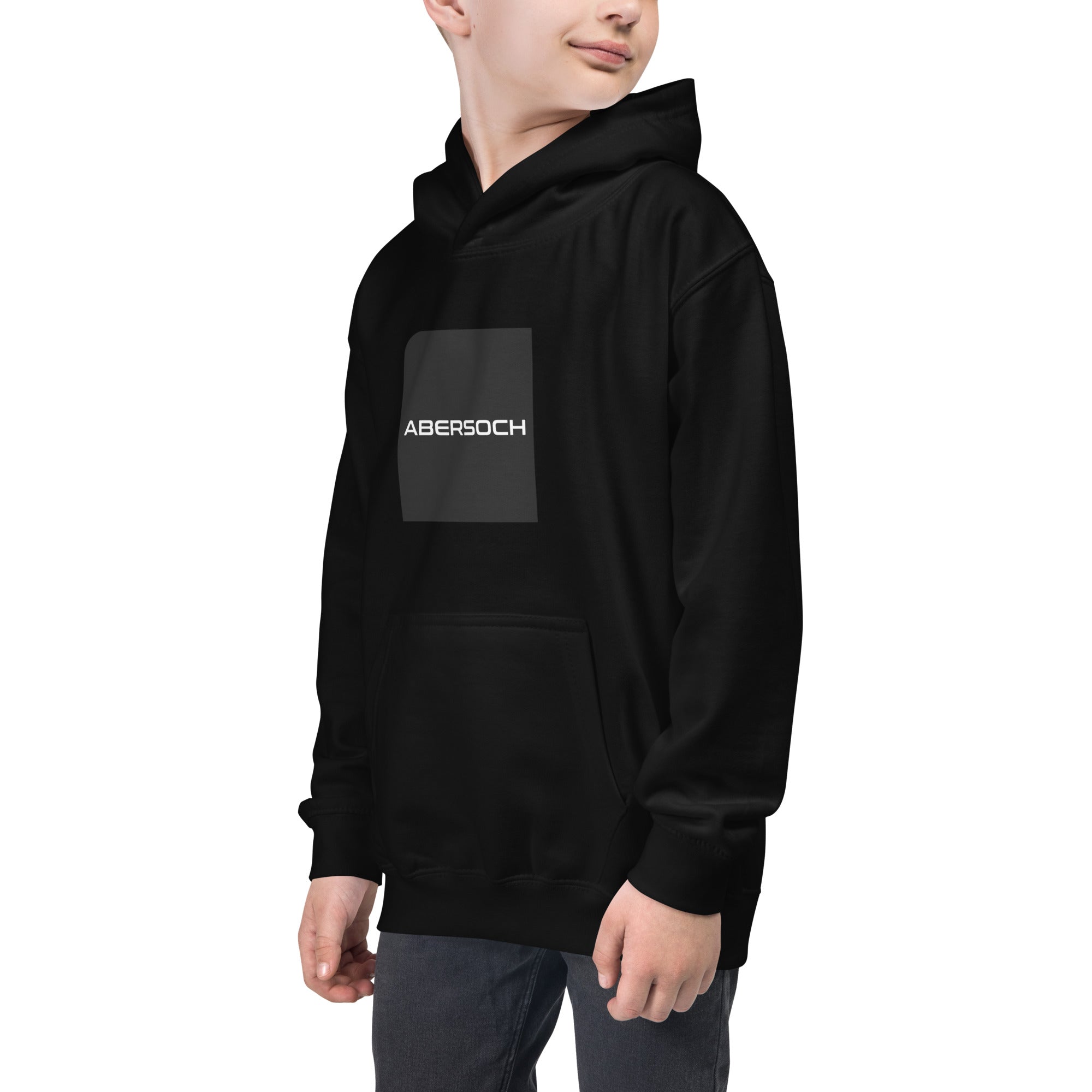 Abersoch Typography Black Square Boys Hoodie image 0