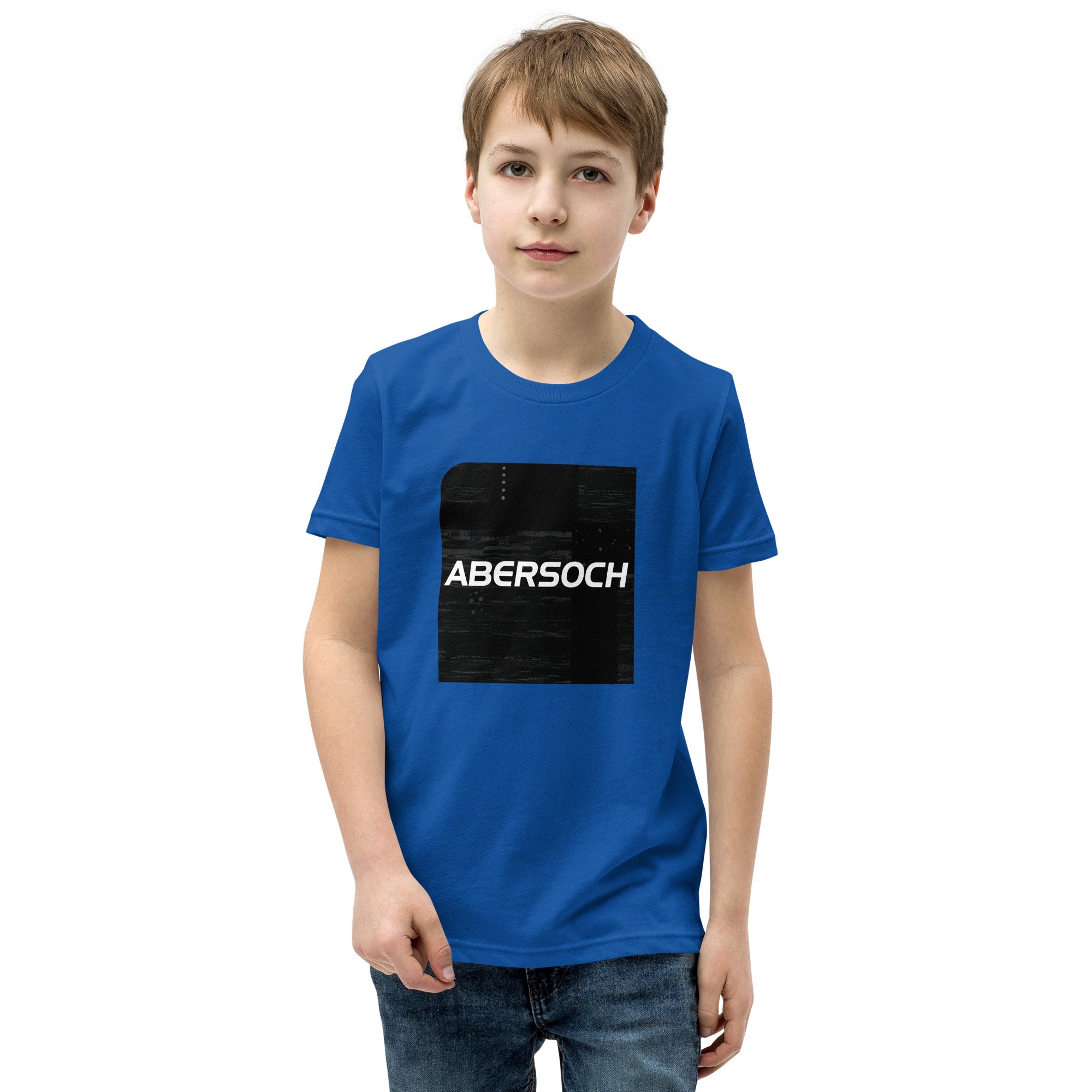 Abersoch Typography Black Square Boys Short Sleeve T-Shirt - True Royal, S image