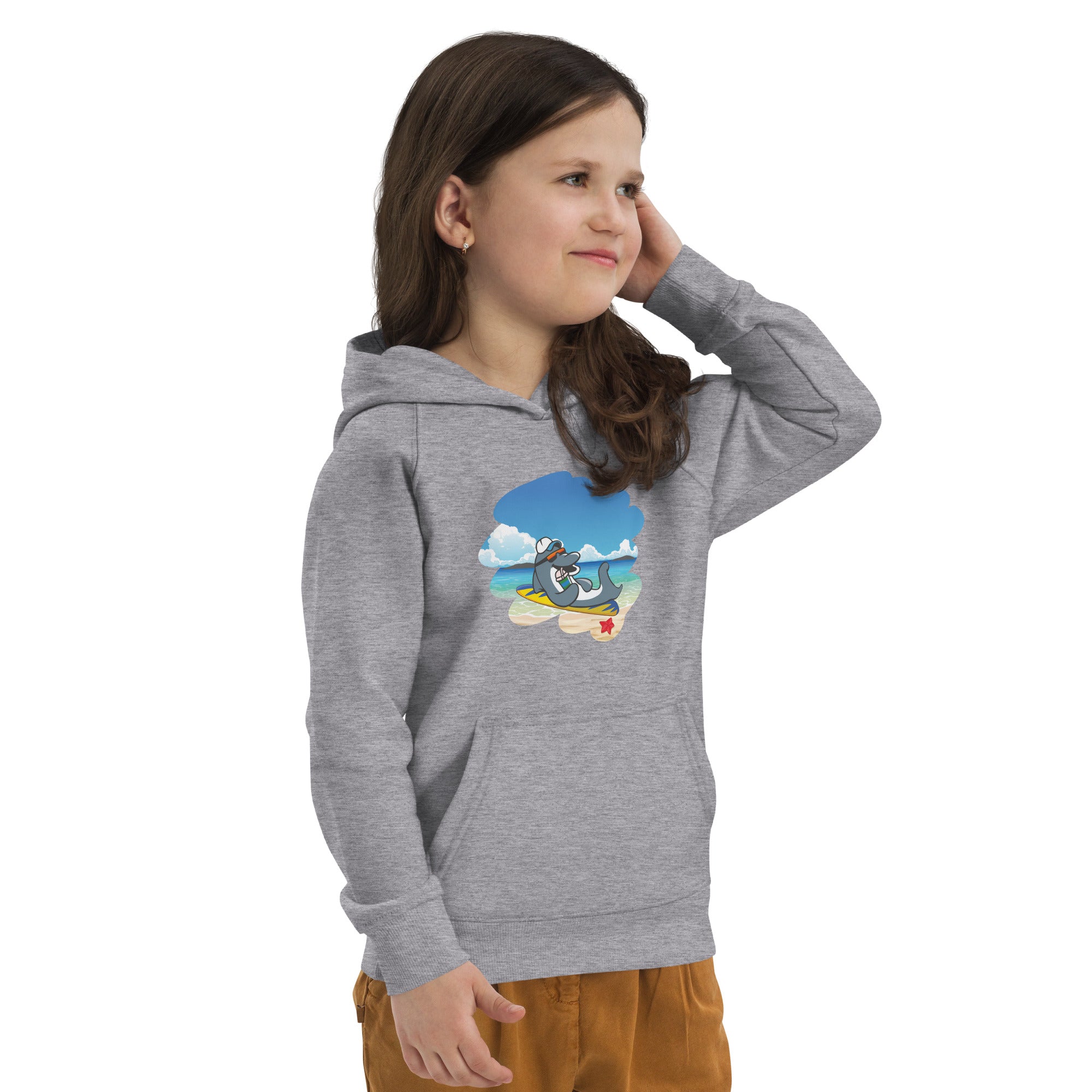 Dolphin Relaxing On Beach Kids Eco Hoodie image 10