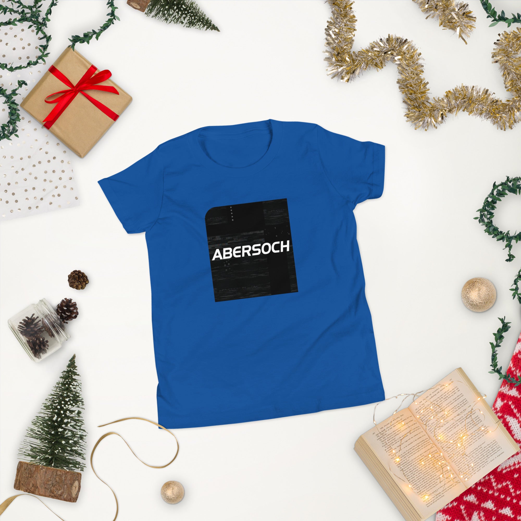 Abersoch Typography Black Square Boys Short Sleeve T-Shirt image 1