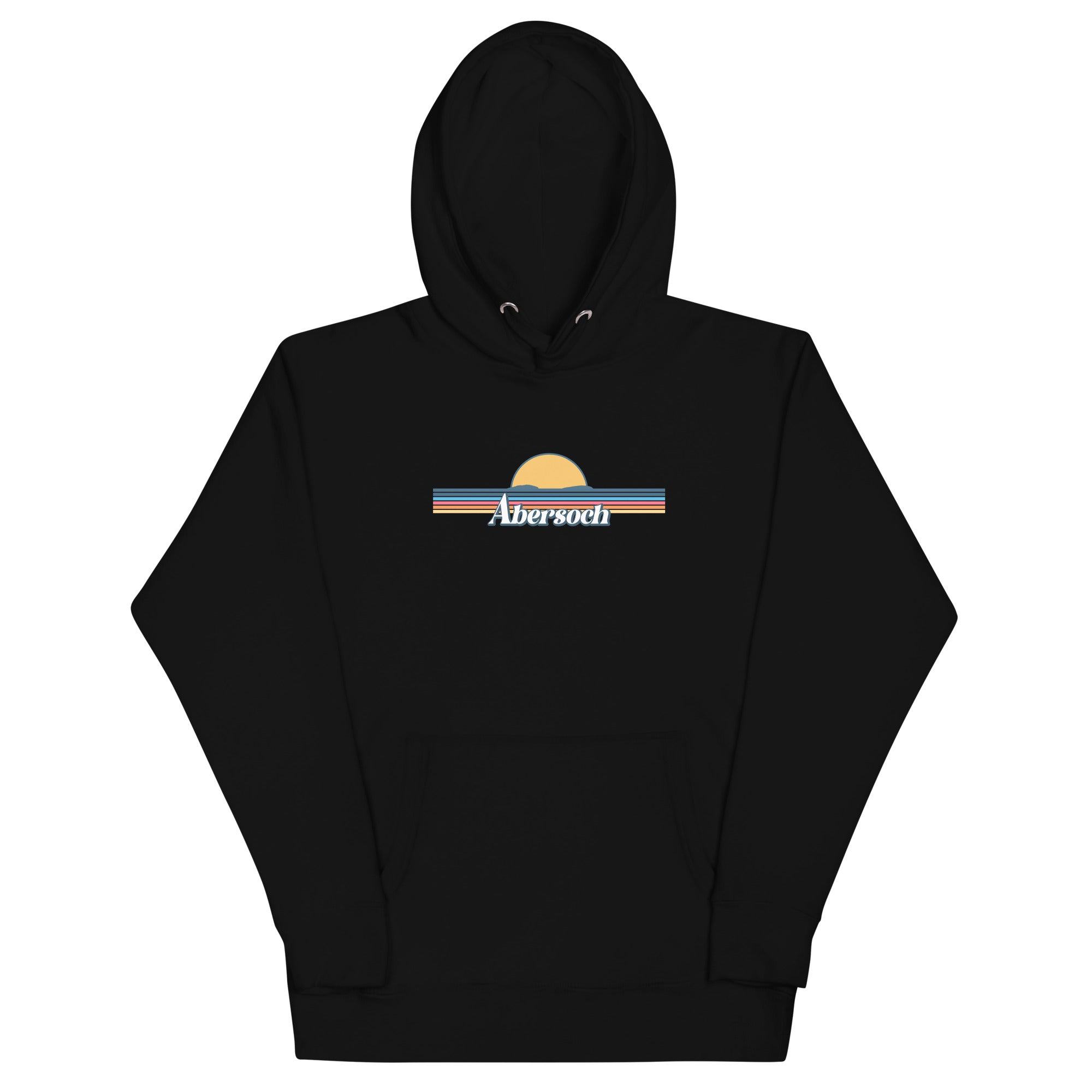 Abersoch Retro Line Sunset Women Premium Hoodie - XL, Black image