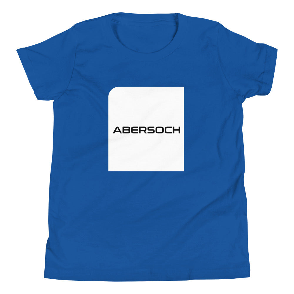 Abersoch Typography White Square Boys Short Sleeve T-Shirt image 0